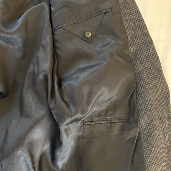 Oscar de la Renta Men’s Wool Black & Gray Herringbone Sport Coat Blazer Sz 46L - Picture 7 of 15